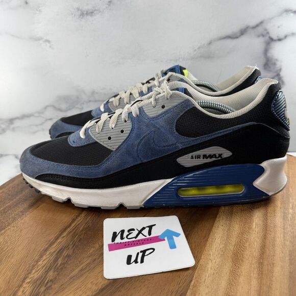 RARE 🚀 Size 12.5- Nike Air Max 90 SE Craft Shoes DM0029-001 White Grey Blue - Picture 1 of 9